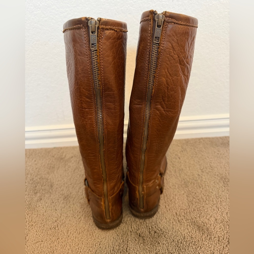 Frye Boots Women’s Size 8.5B Phillip Riding Boot Tall Cognac - Picture 7 of 10